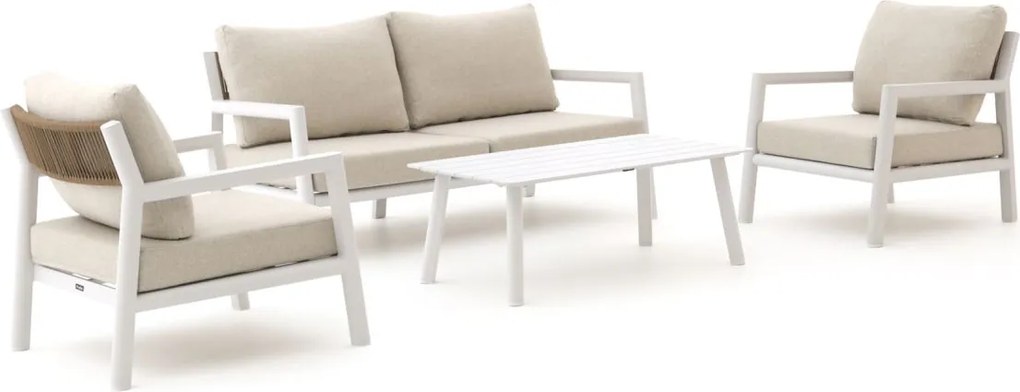 Stoel-bank loungeset Manifesto  | 4 personen | Loungeset Beige/Wit | Aluminium | 162.5x74cm | Kees Smit Tuinmeubelen
