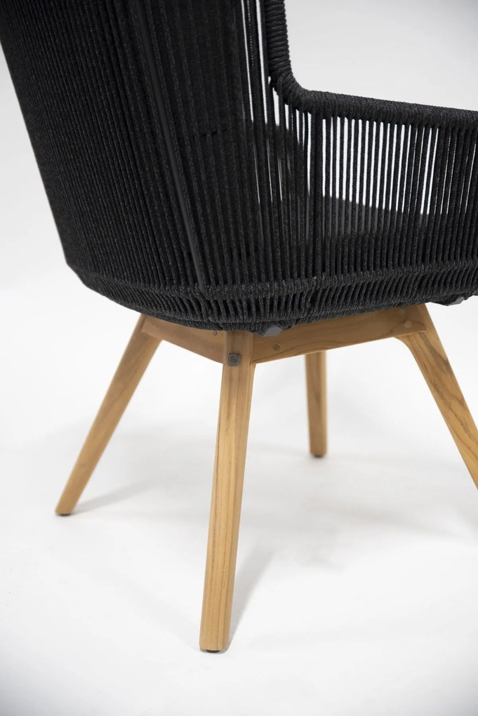 4 Seasons Outdoor Flores tuinstoel antraciet met teak onderstel  Tuinstoel    houtkleur weerbestendig