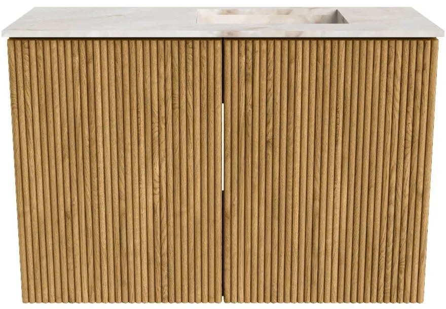 Mondiaz Joya DLux 60cm toiletmeubel oak met wastafel faye rechts 1 kraangat frappe