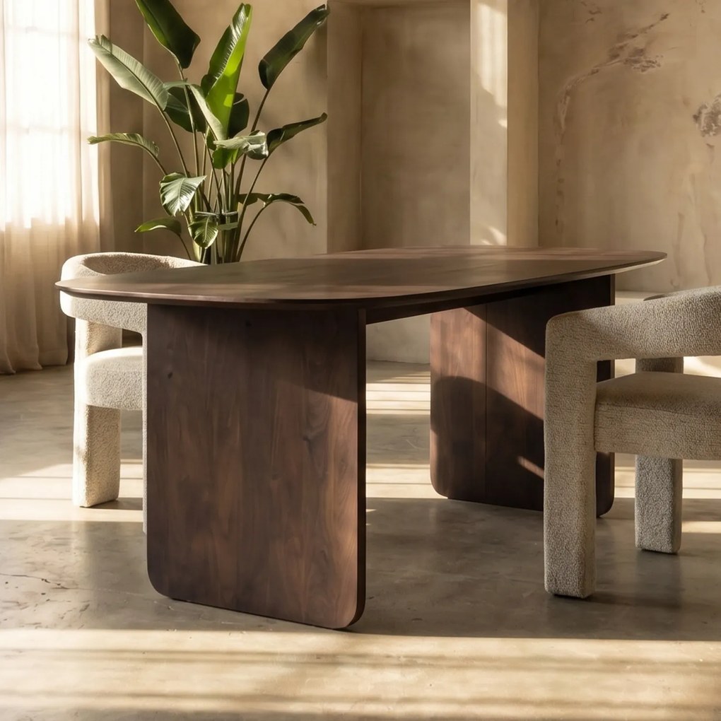 Organische Eettafel Walnoot Bruin 230 Cm - 230 X 100cm.