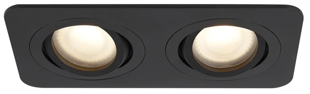 Set van 6 Afgeronde inbouwspot zwart GU10 50mm draai- en kantelbaar IP44 2-lichts - Alberto