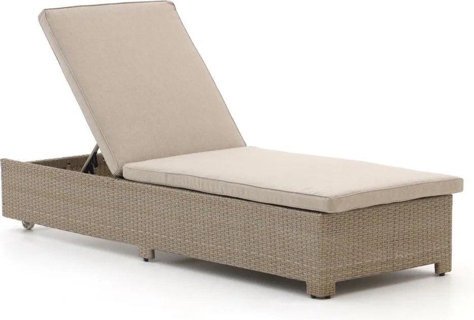 Verstelbaar ligbed Forza | Wicker (vlechtwerk) | Taupe - Naturel - Bruin | Ligbed met wiel | Ligstoel tuin | Strandbed | Kees Smit Tuinmeubelen