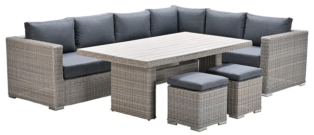 Garden Impressions Tennessee lounge dining set rechts 5-delig vintage willow - texfiber