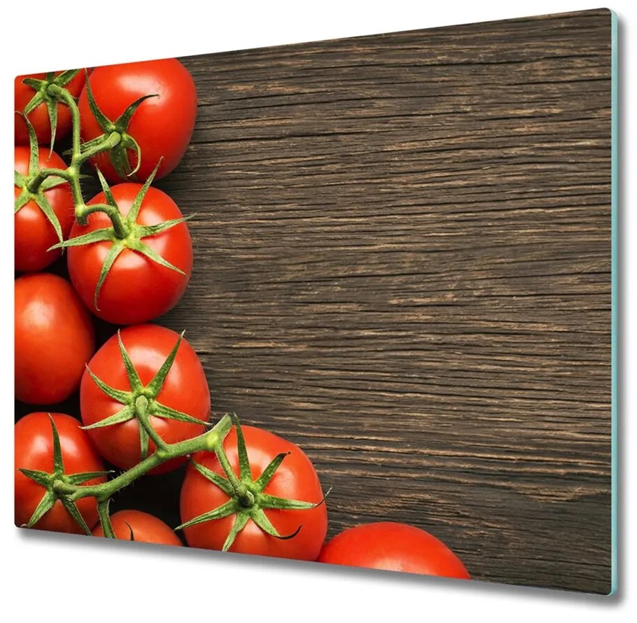 snijplank glas Tomaten op hout 60x52cm