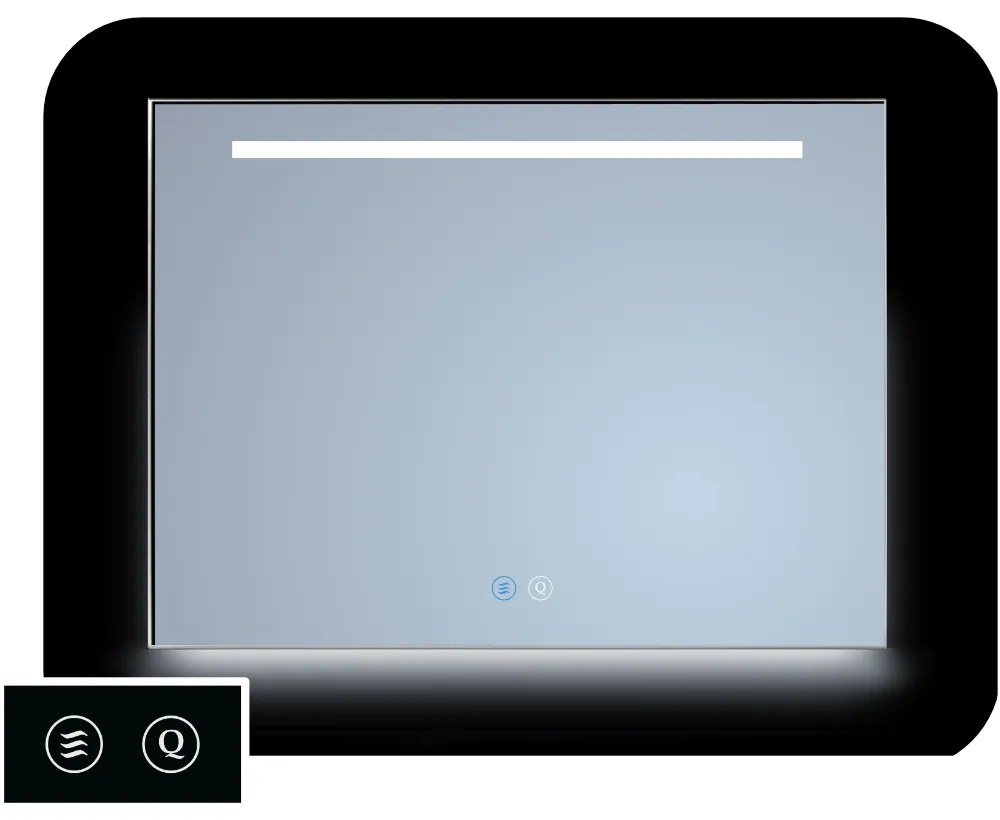 Sanicare Tutti LTD spiegel zwart met verwarming, LED lichtstrook, verlichting onder en touch bediening 60cm