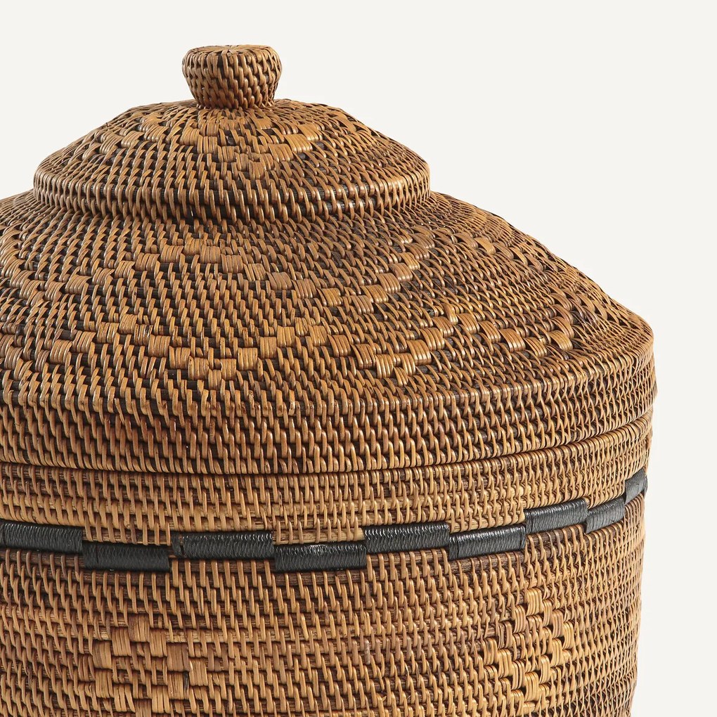 Mand Ø40 x H50 cm bamboe en gevlochten rotan, Brazil
