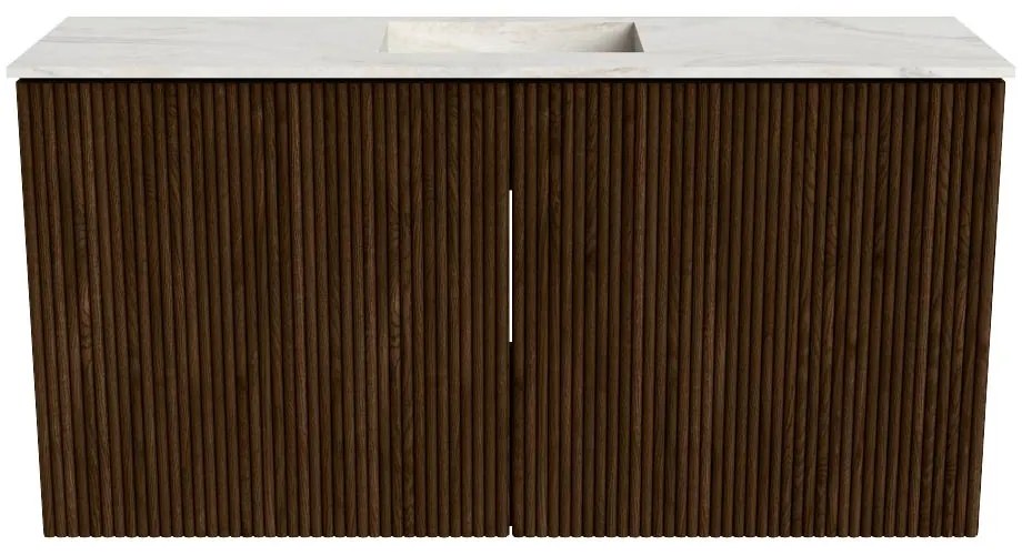 Mondiaz Joya DLux 80cm toiletmeubel walnut met wastafel faye midden 1 kraangat ostra