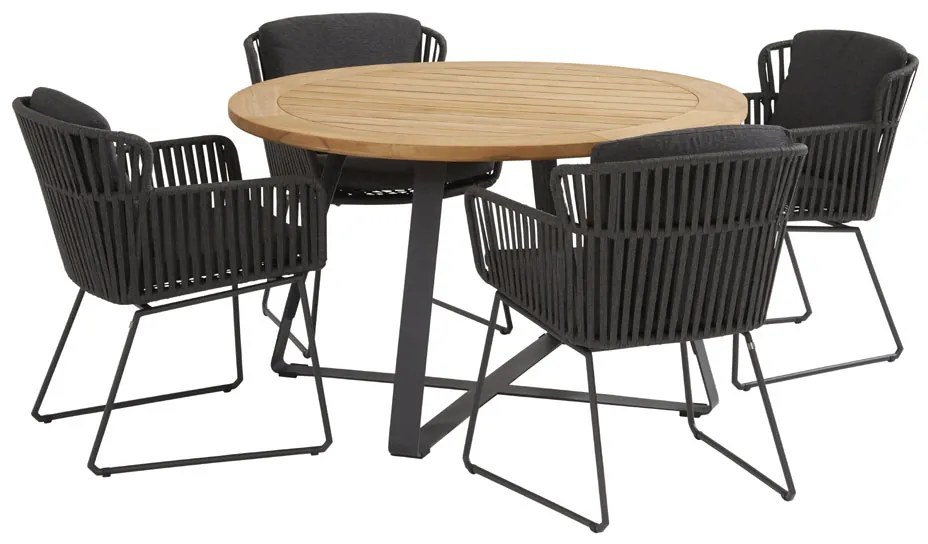 Taste by 4 Seasons Vitali dining set met Goa HPL tafel 160 cm dark grey  Tuinset    antraciet weerbestendig