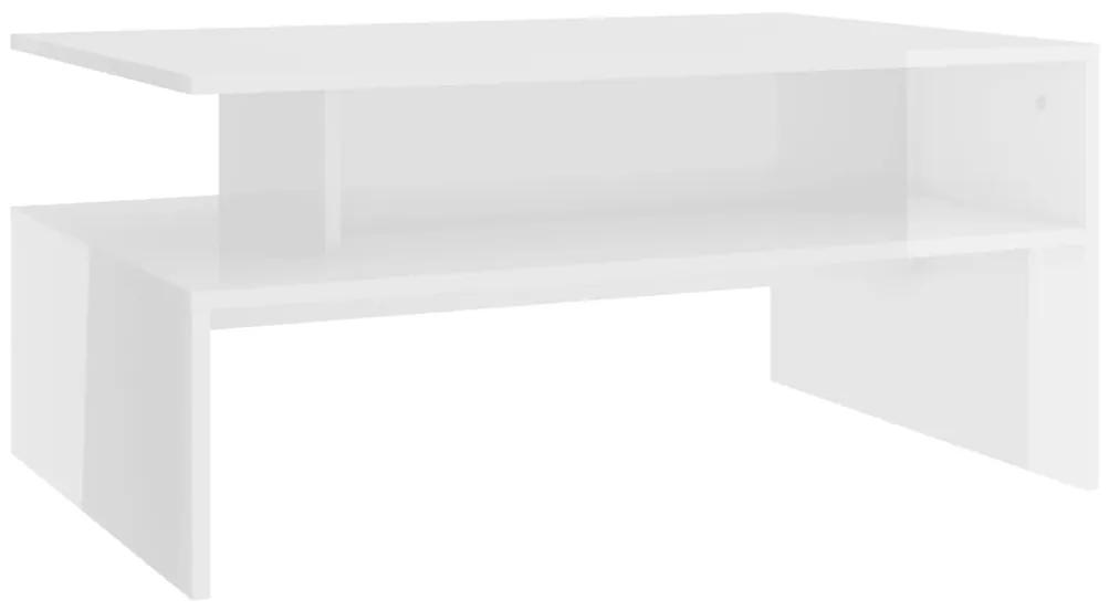 vidaXL Salontafel 90x60x42,5 cm spaanplaat hoogglans wit