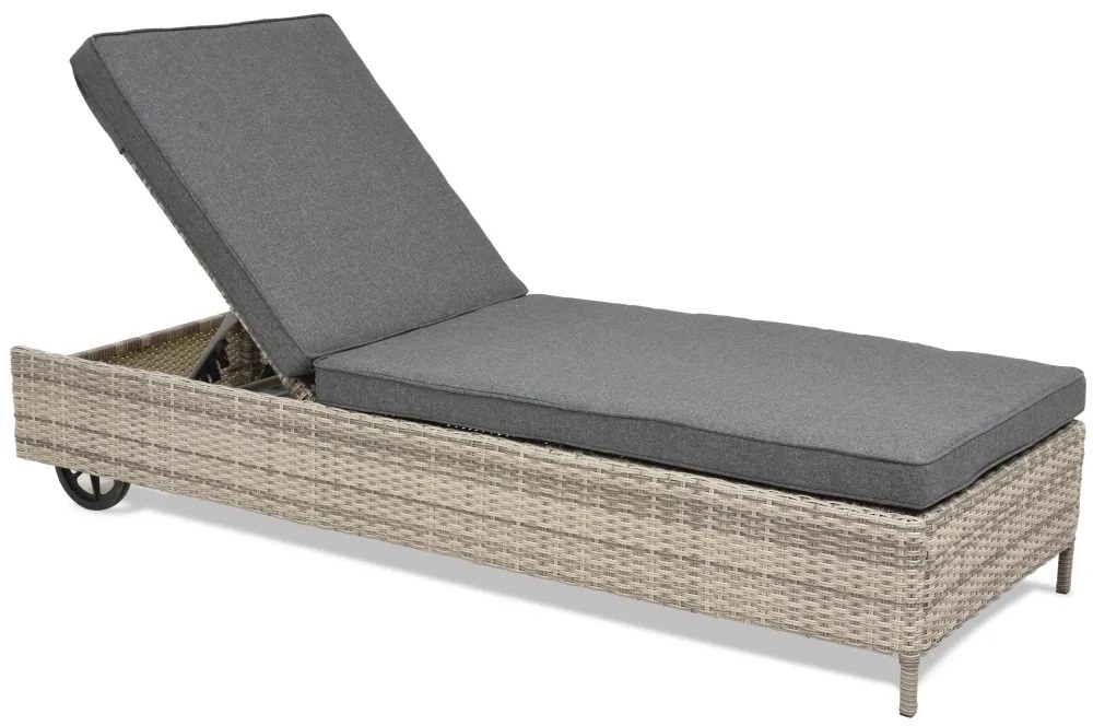 Kunststof rotan ligbed Tobago Garden Point lichtgrijs