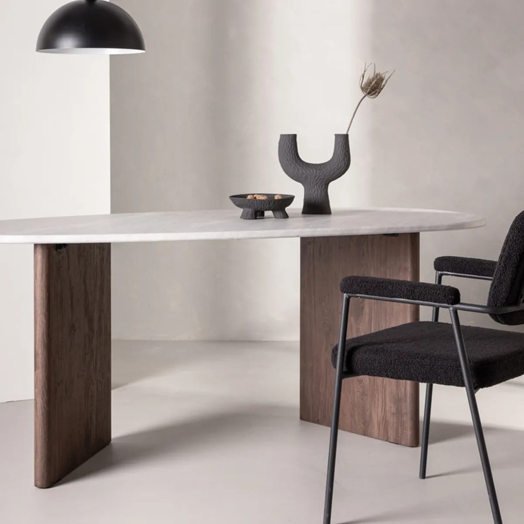Organische Eettafel Klein Bruin - 180 X 90cm.