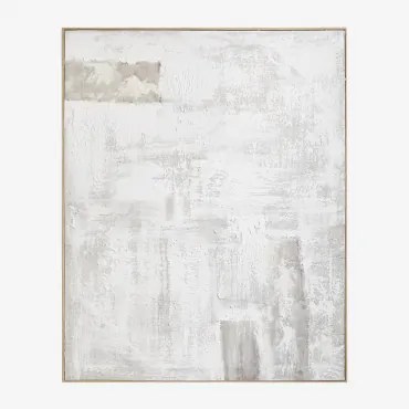 Decoratief Schilderij 80x100 Cm, Met De Hand Geschilderd Op Linnen Met Gipsreliëf Silvaret Zand Grijs - Sklum