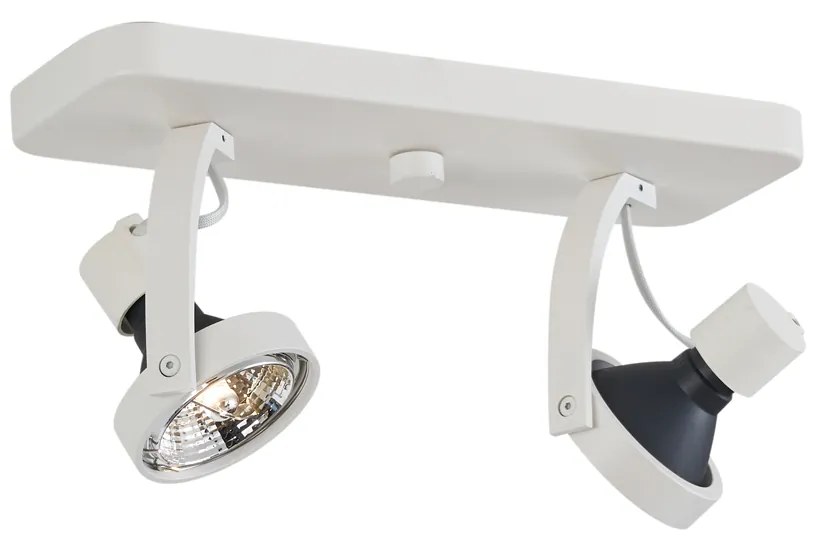 Design plafondSpot / Opbouwspot / Plafondspot wit GU10 70mm 2-lichts draai- en kantelbaar - Vo Design GU10 rond Binnenverlichting Lamp