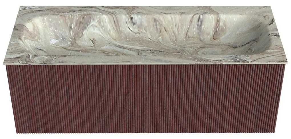 Mondiaz Kurve-dlux 120cm badmeubel ruby met 1 lade en wastafel big large midden zonder kraangat glace