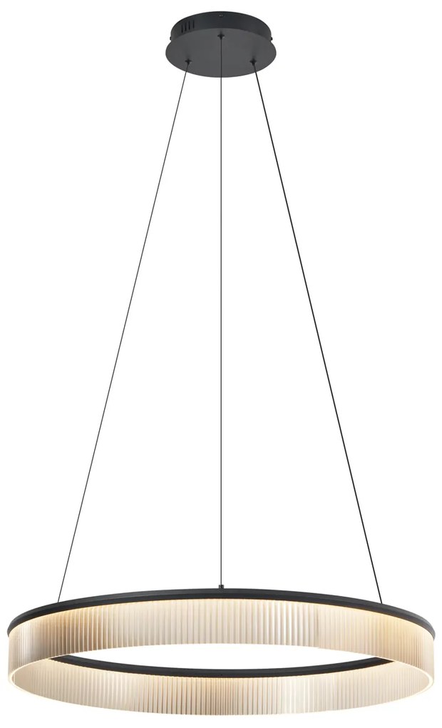 Moderne hanglamp zwart 78cm incl. LED 3-staps dimbaar - Anello Chandelier Modern rond Binnenverlichting Lamp