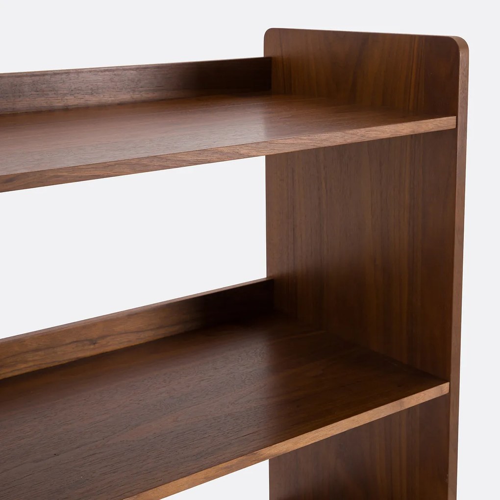 Boekenkast, walnootfineer en rotanriet, REDPOP