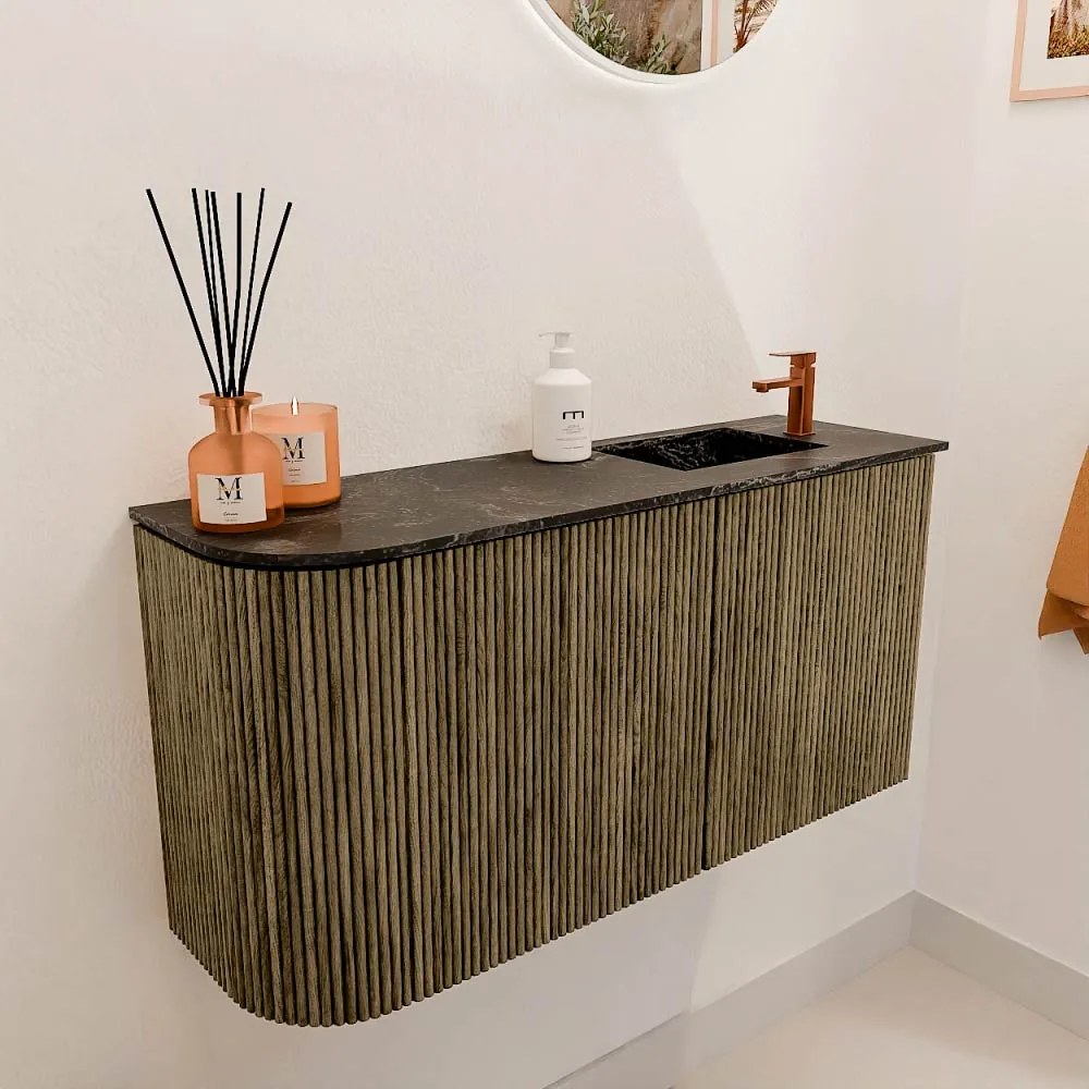 Mondiaz Joya DLux 80cm toiletmeubel ronding links dusk met wastafel faye rechts 1 kraangat lava