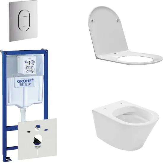 Wiesbaden Vesta Rimfree toiletset bestaande uit inbouwreservoir, toiletpot met softclose en quickrelease toiletzitting en bedieningsplaat verticaal chroom 0729205/SW96079/SW95748/0729240