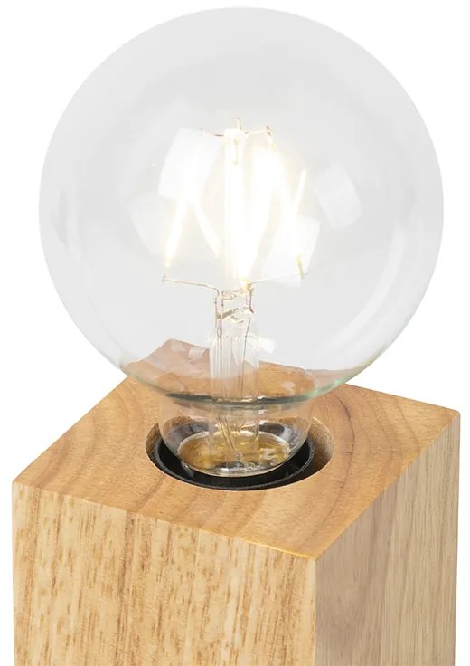 Landelijke tafellamp hout naturel - Bloc Landelijk E27 kubus / vierkant Binnenverlichting Lamp