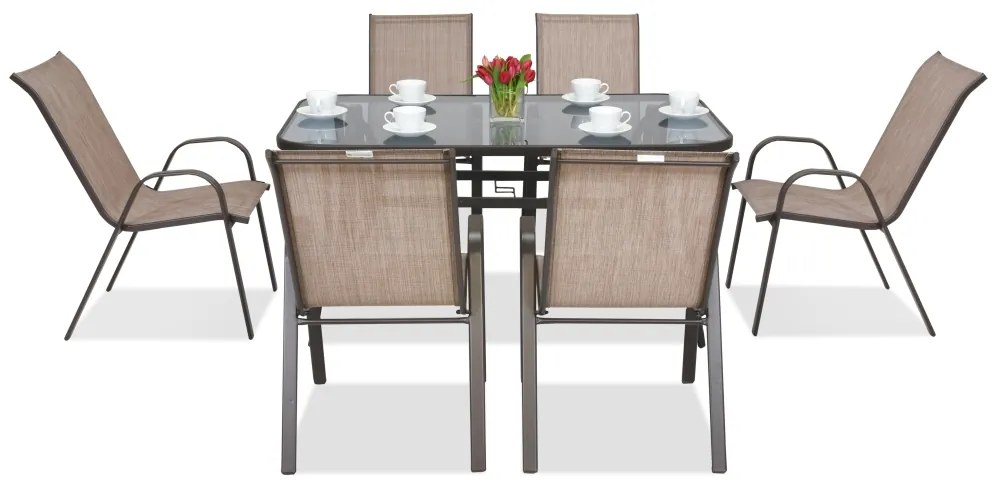 Stalen dining tuinset Modena Bruin voor 6 personen Garden Point