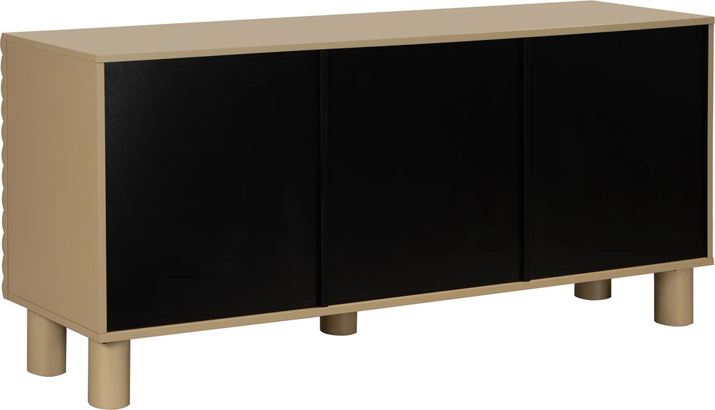 Dressoir Met Grote Ribbels Zandkleur 180 Cm - 180x40x75cm.