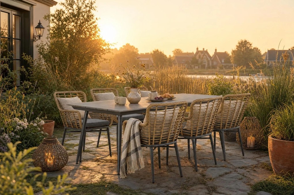 Tuinset 6 personen 240 cm Aluminium/Wicker Taupe De Laan Projects