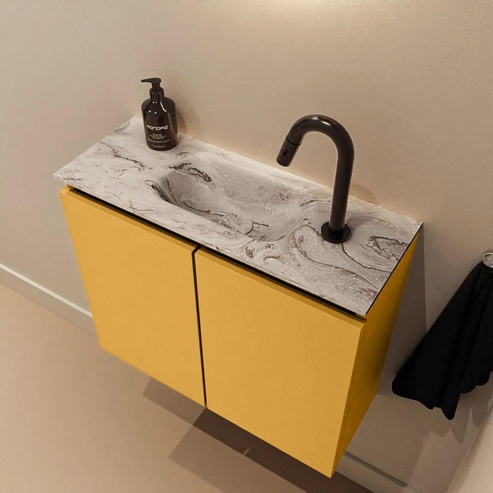 Mondiaz Ture DLux toiletmeubel 60cm ocher met wastafel glace midden met kraangat