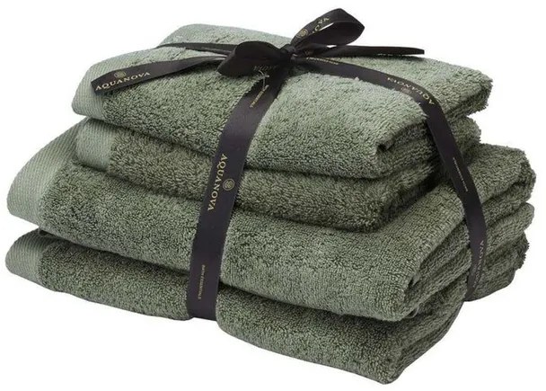 Aquanova Rio - Handdoek bundel - GOTS KATOEN - 2x 50x100 + 2x 67x130 cm - Forest (legergroen) RIOBUS-269