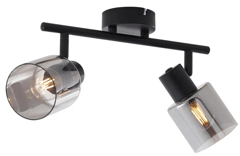 Moderne plafondlamp zwart met smoke glas rond 2-lichts - Cilin Modern E14 Scandinavisch Binnenverlichting Lamp
