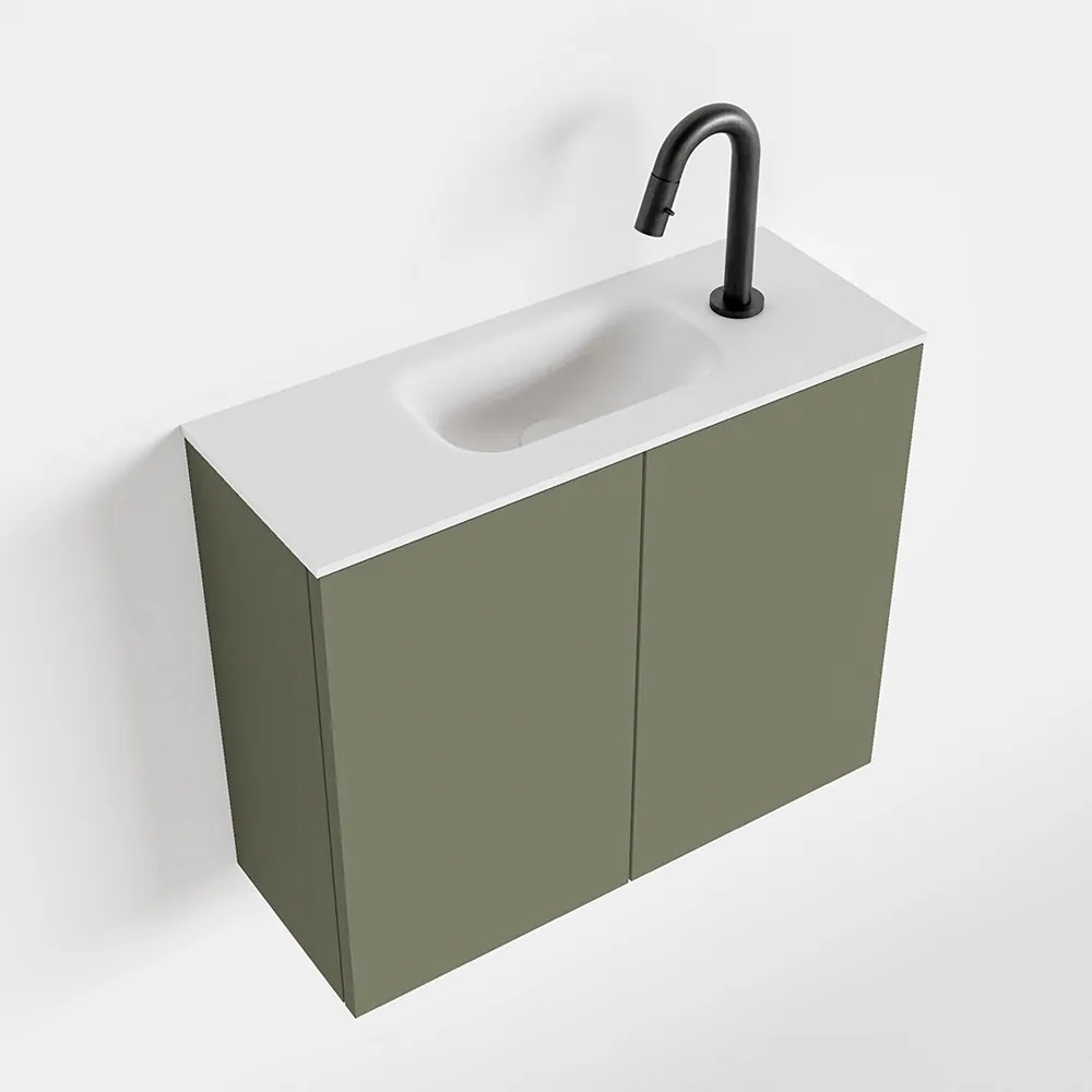 Zaro Polly toiletmeubel 60cm army met witte wastafel met kraangat