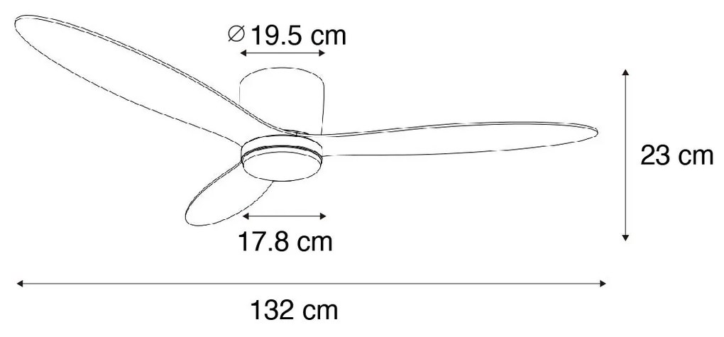 Plafondventilator wit 132cm incl. LED dimbaar met afstandsbediening - Sofio