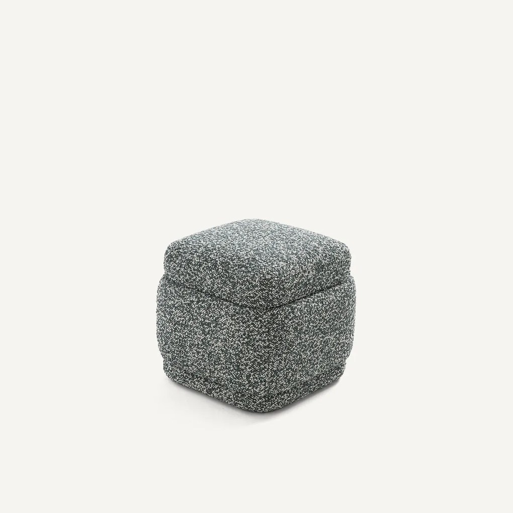 Poef in gemêleerde bouclé stof, CLEOPHEE