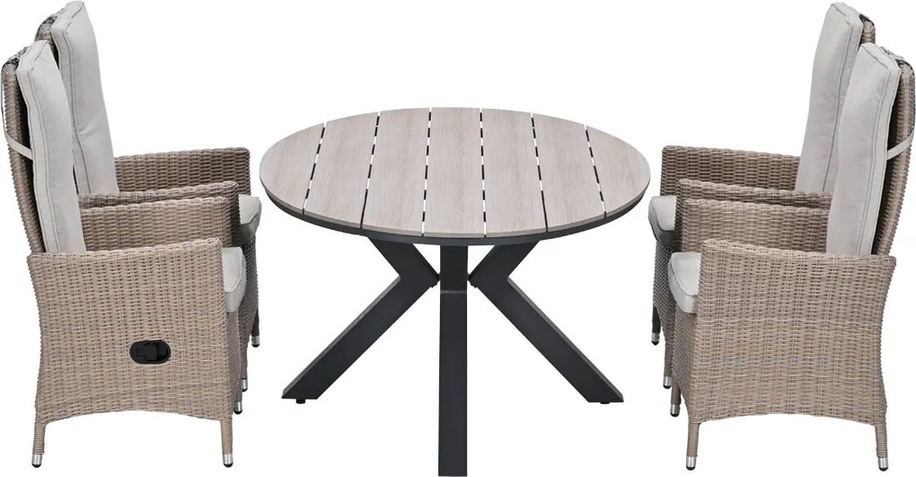 Garden Impressions Collin tuinset 5-delig - Tulli tuintafel 180 x 115 cm - light teak vironwood