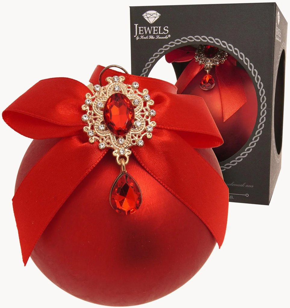 Handbeschilderde kerstbal Rhinestones + strik