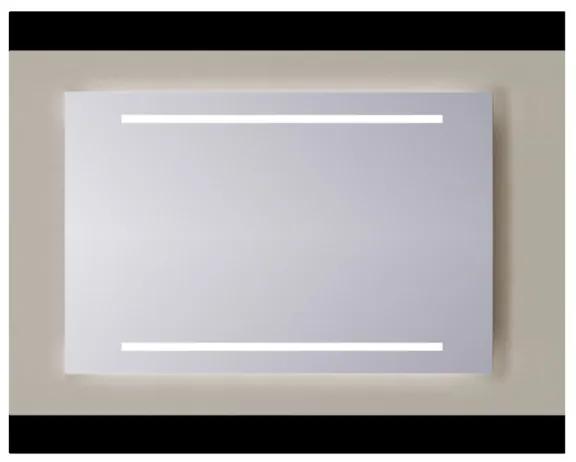 Sanicare Q-mirrors spiegel zonder omlijsting / PP geslepen 65 cm twee horizontale banen warm white Leds LWH.60065
