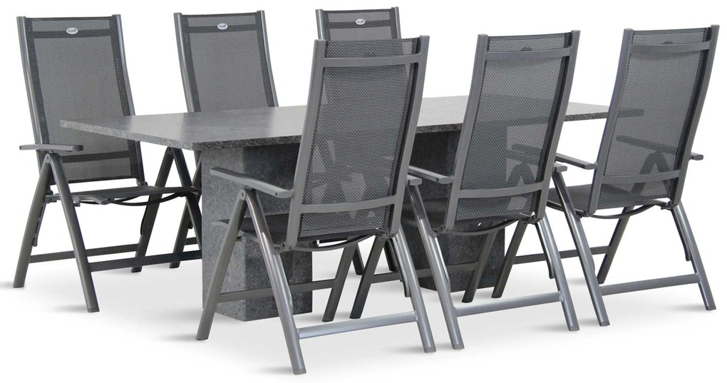 Tuinset 6 personen 220 cm Aluminium/Textileen Grijs Hartman Royal