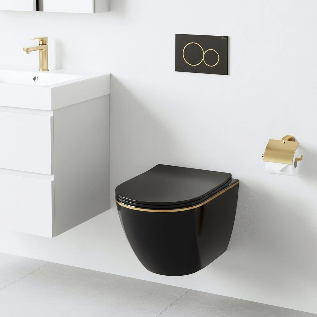Hangtoilet Rea Carlo Mini Tornado Black Gold Egde
