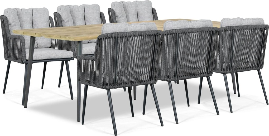 Tuinset 6 personen 240 cm Rope Grijs Lifestyle Garden Furniture Tivoli/Montana