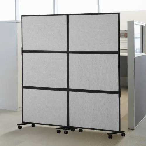 VEVOR Room Divider Scheidingswand Geluidsdicht Dubbel Paneel, Draagbare Kantoorscheidingswand met Polyester en Stalen Kubuswand, Room Divider (171 x 39 x 186 cm), Grijs