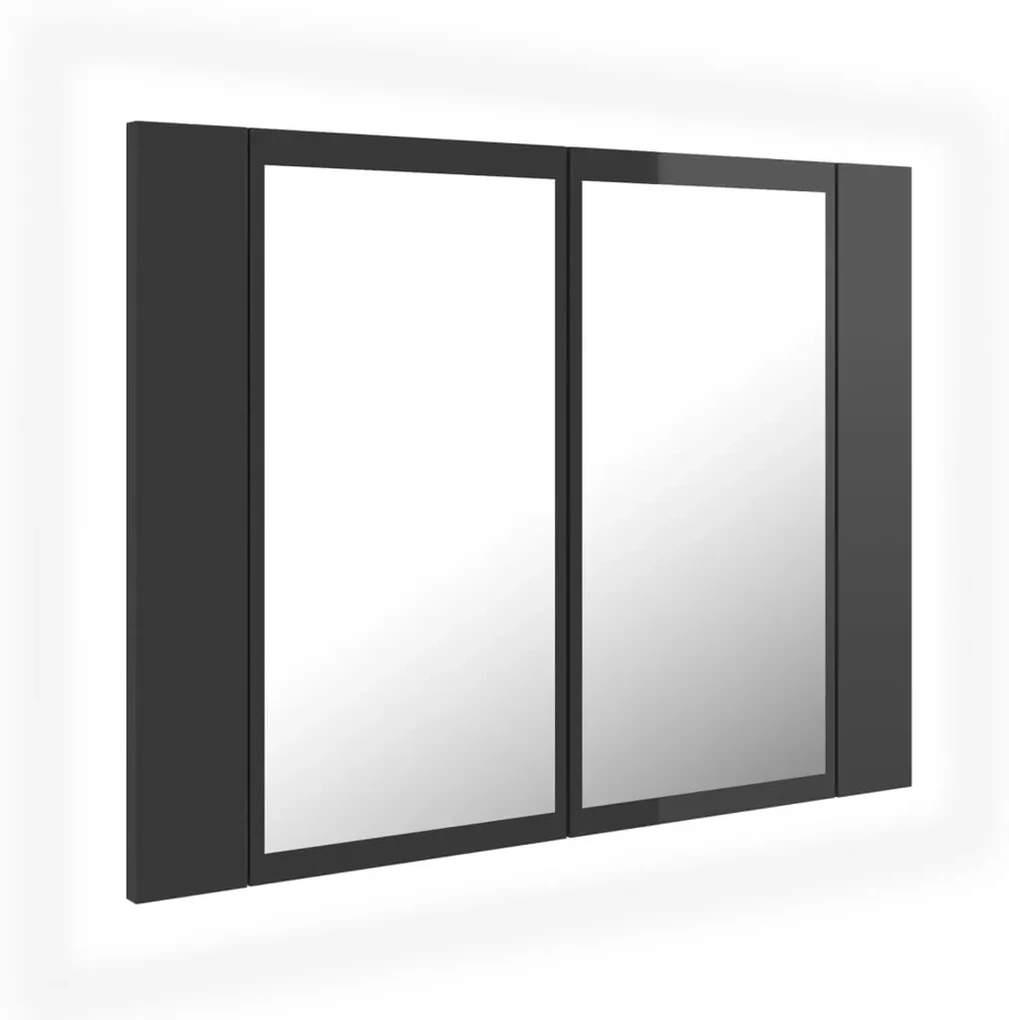 vidaXL Badkamerkast met spiegel en LED 60x12x45 cm hoogglans grijs