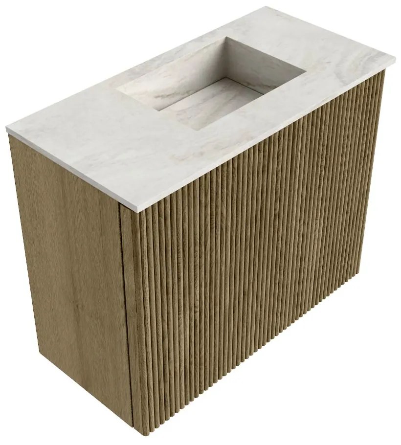 Mondiaz Joya DLux 50cm toiletmeubel dusk met wastafel faye rechts zonder kraangat ostra