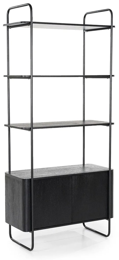 Eleonora James Smalle Stellingkast Zwart Mangohout - 96x46x210cm.