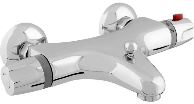 GO by Van Marcke Surf badmengkraan thermostatisch veiligheidsblokkering hartafstand 15 cm keramische schijven inclusief rozetten en S-koppelingen chroom YH5529-1