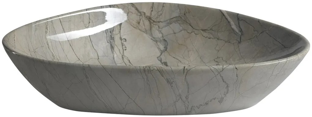 Sapho Dalma keramische waskom grijs marmer structuur 58x39x14cm