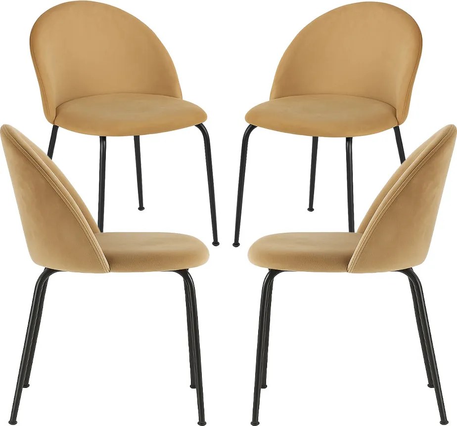 Set 4 Black Dalnia Fluwelen Stoelen