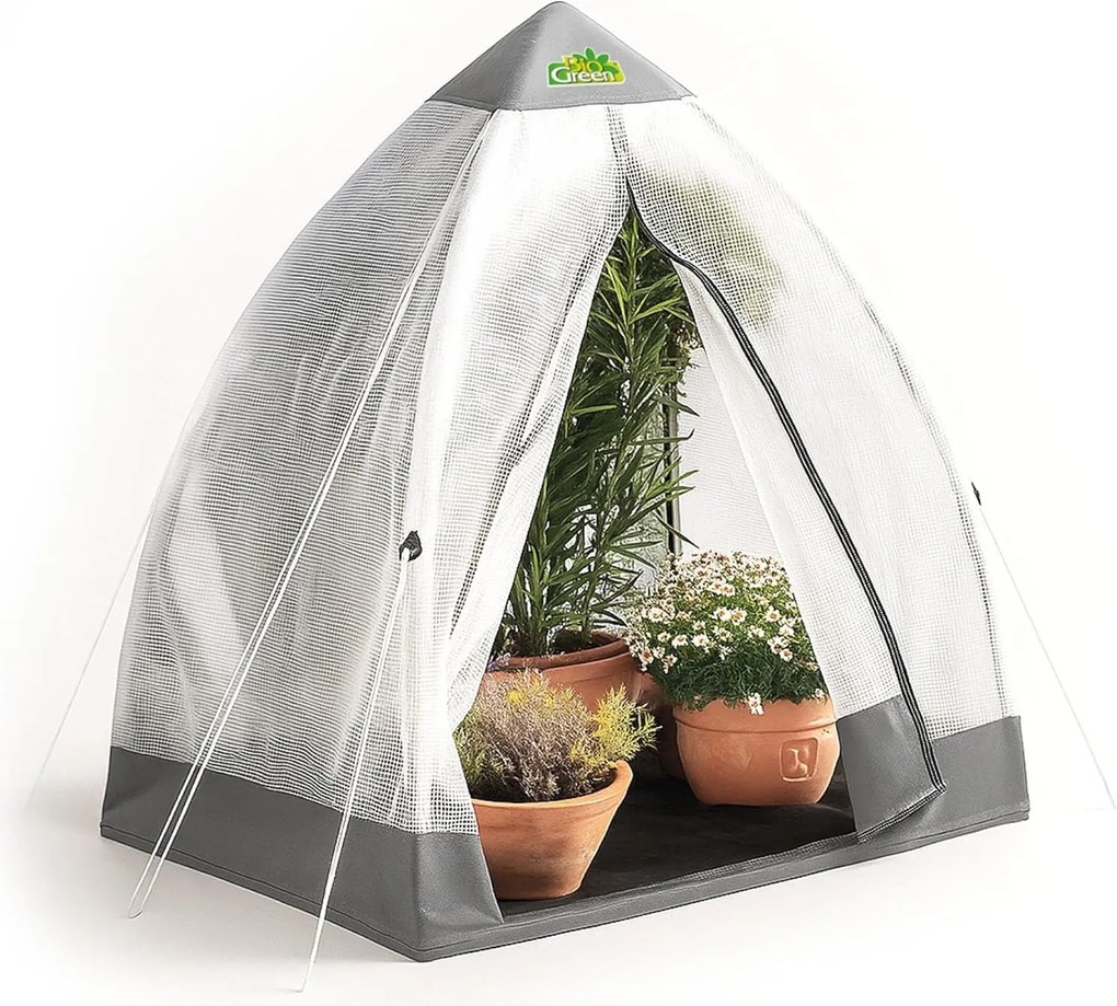 Bio Green Overwinteringstent &amp; foliekas"Tropical Island M" | kweektent van lichtdoorlatende roosterfolie | afneembare bodem | stabiel frame | L 130 x B 130 x H 150 cm