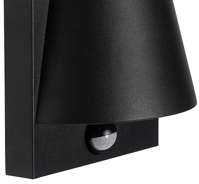 Buiten wandlamp zwart IP44 met bewegingsmelder - Femke