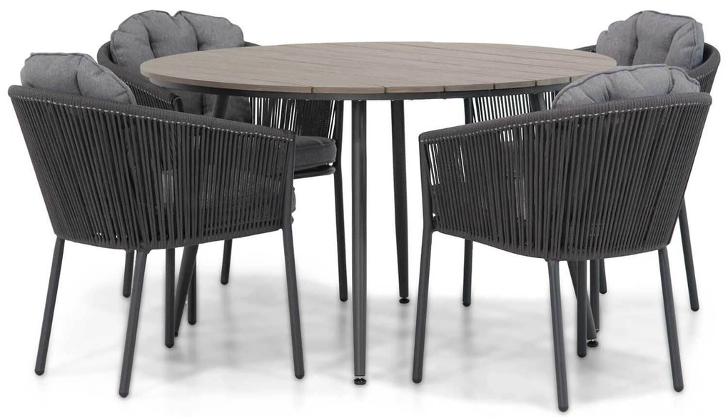 Tuinset Ronde Tuintafel 4 personen 125 cm Rope Grijs Santika Furniture Santika