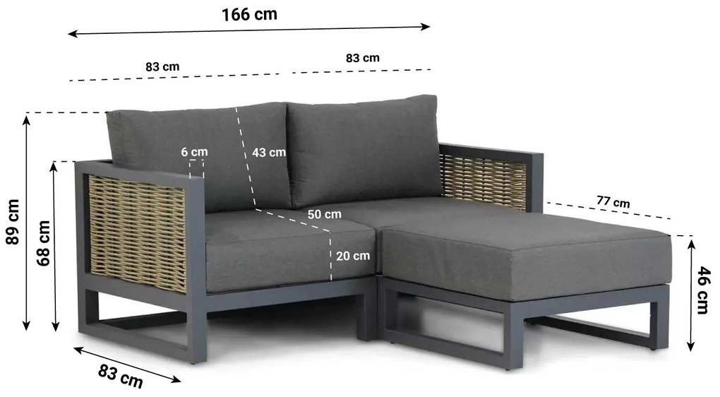 Chaise Loungeset 2 personen Aluminium/wicker Grijs Santika Furniture Santika