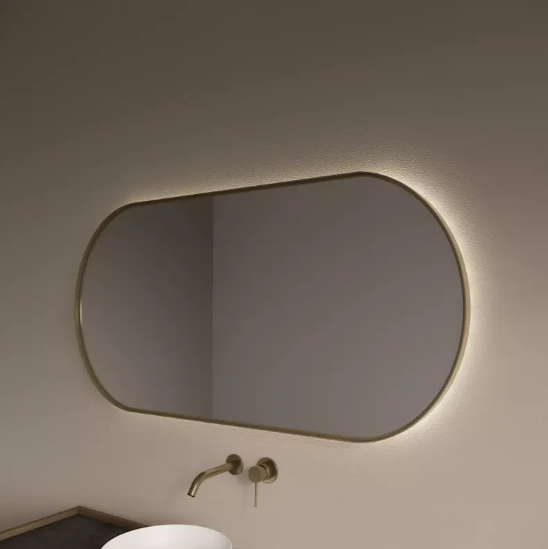 Gliss Design Aura spiegel met LED-verlichting 100x70cm mat goud